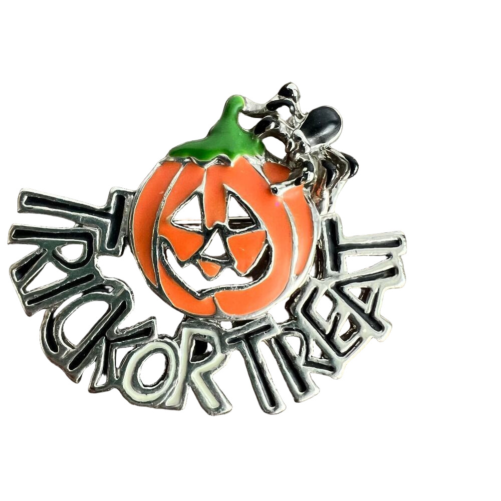 🍭6/$30 Trick or Treat Halloween Jack o Lantern Pumpkin Spider Pin Brooch